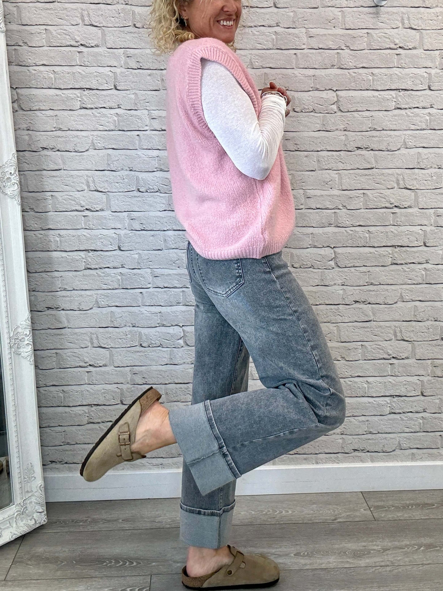 Uma Knitted Vest | Vintage Rose