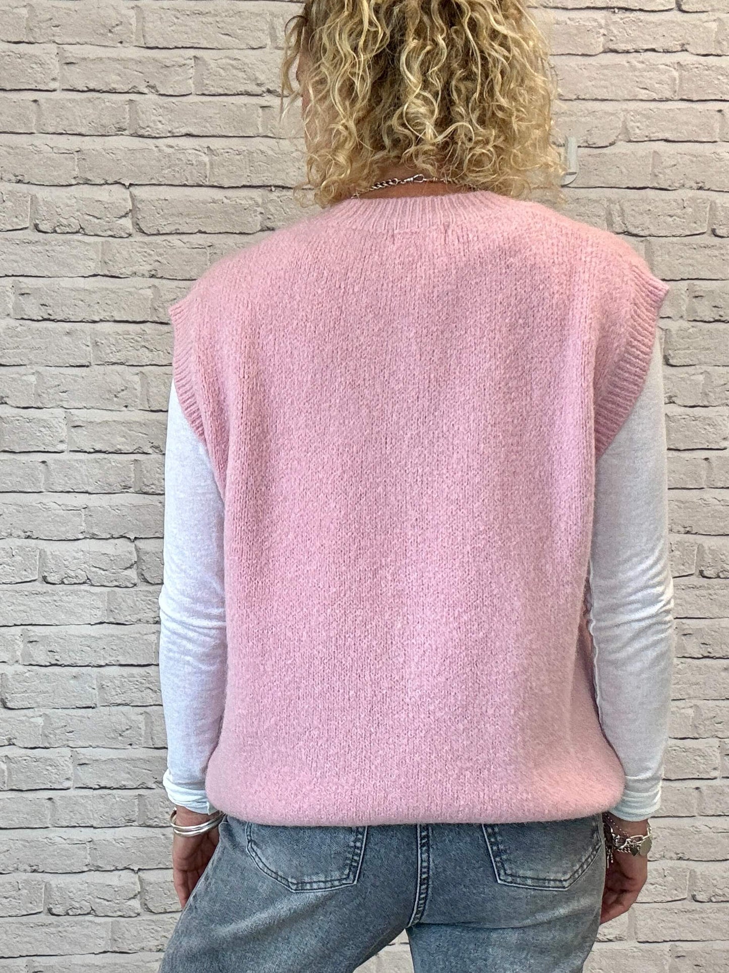 Uma Knitted Vest | Vintage Rose