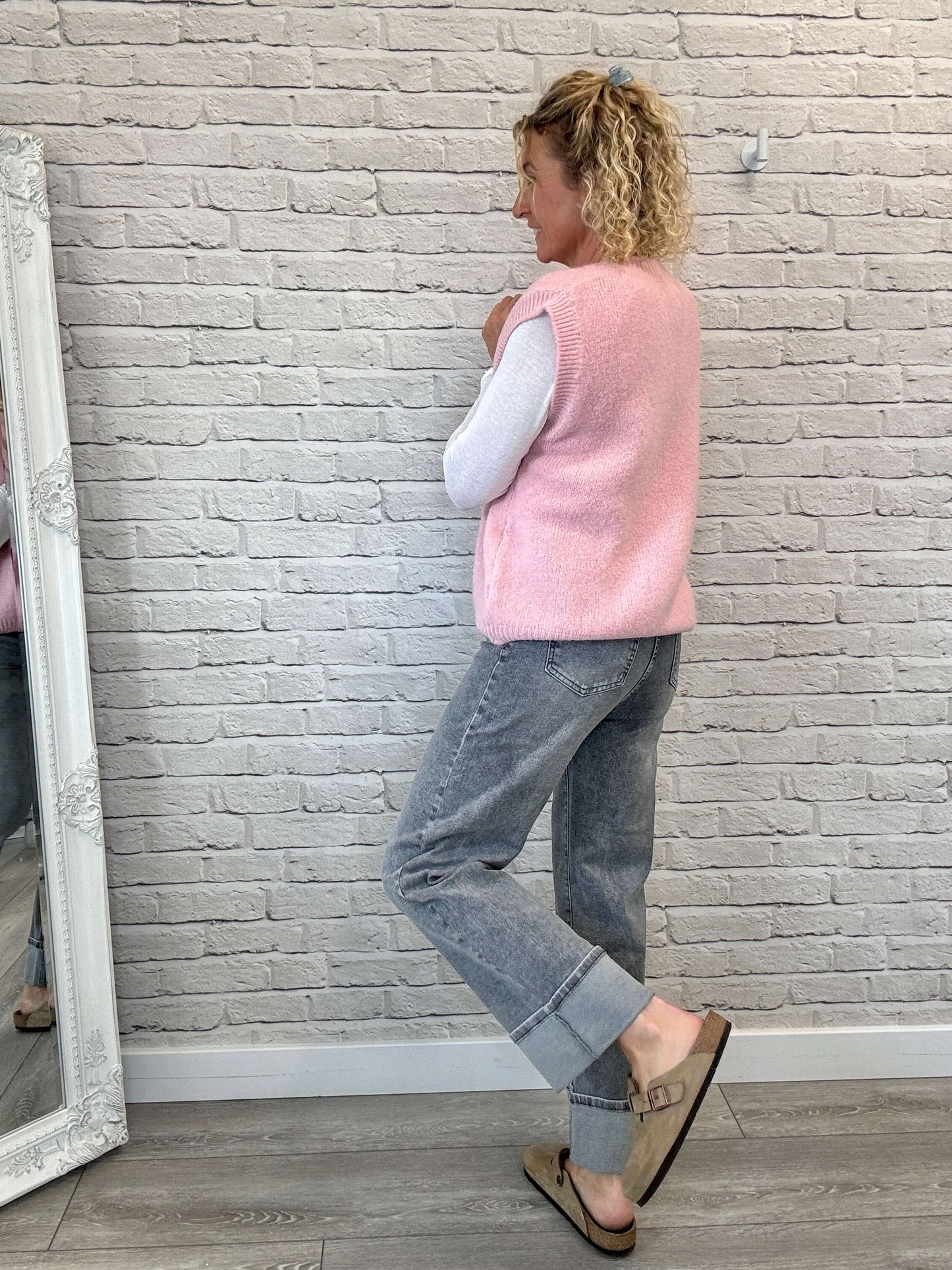Uma Knitted Vest | Vintage Rose