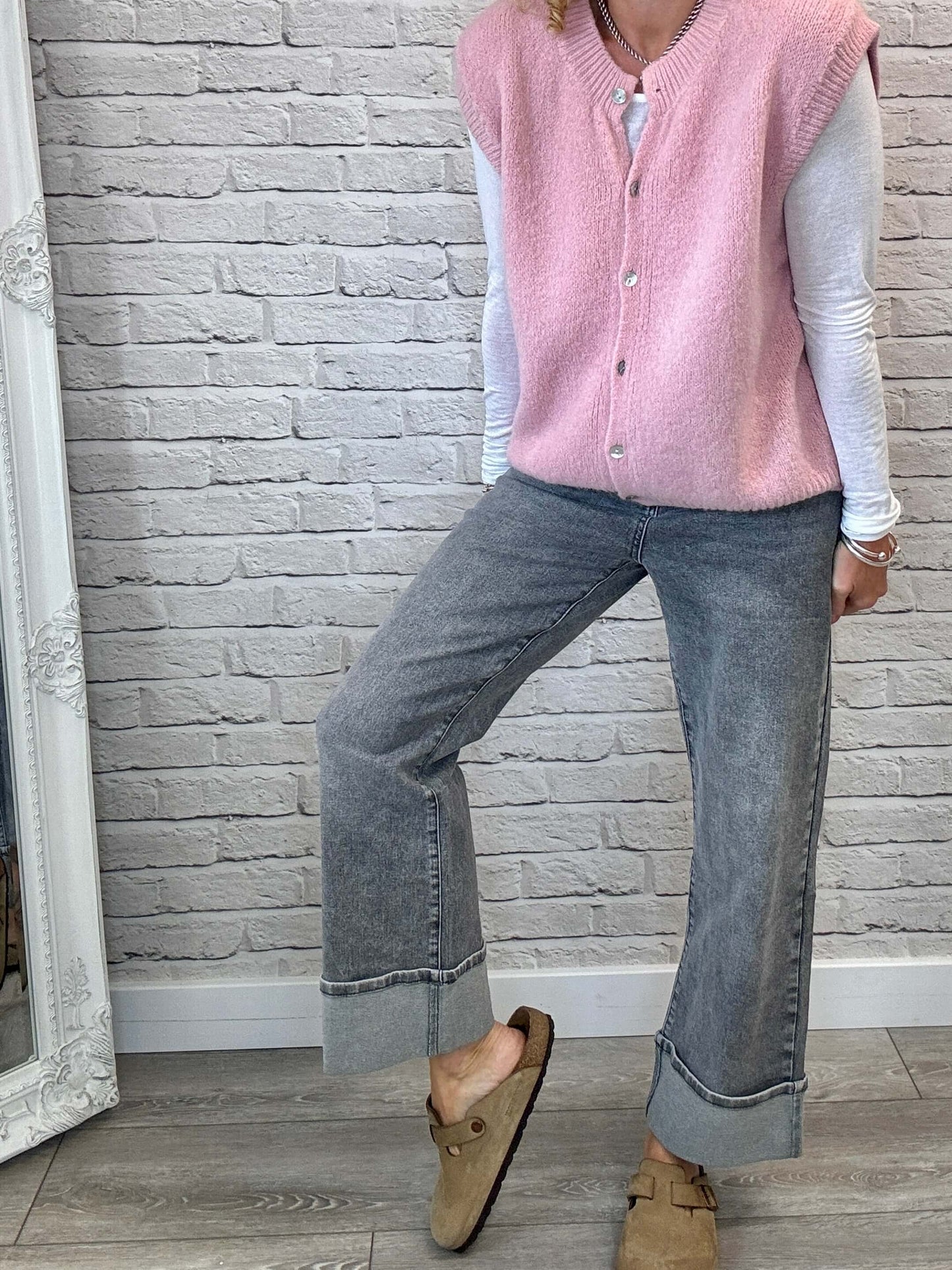Uma Knitted Vest | Vintage Rose