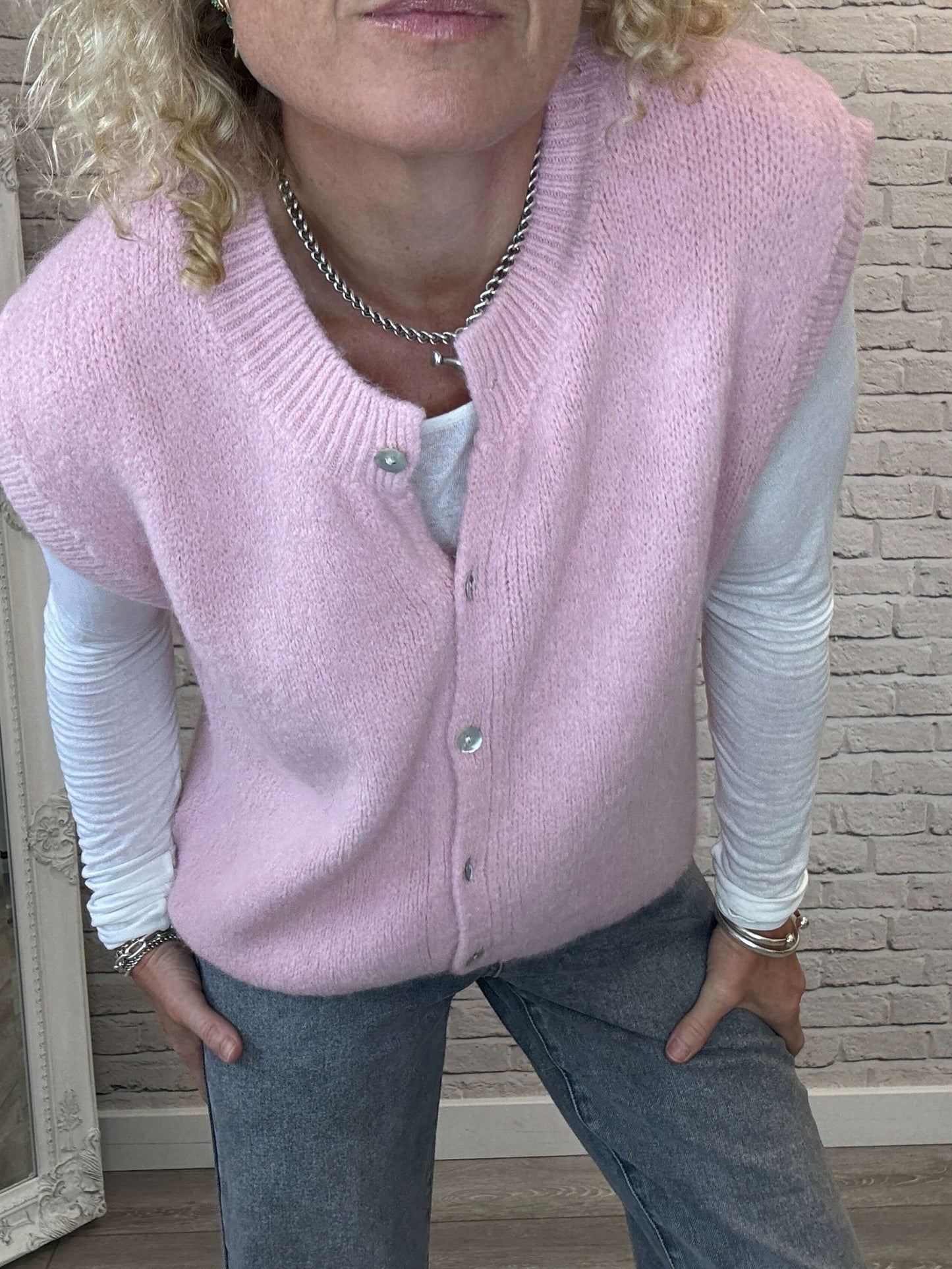 Uma Knitted Vest | Vintage Rose