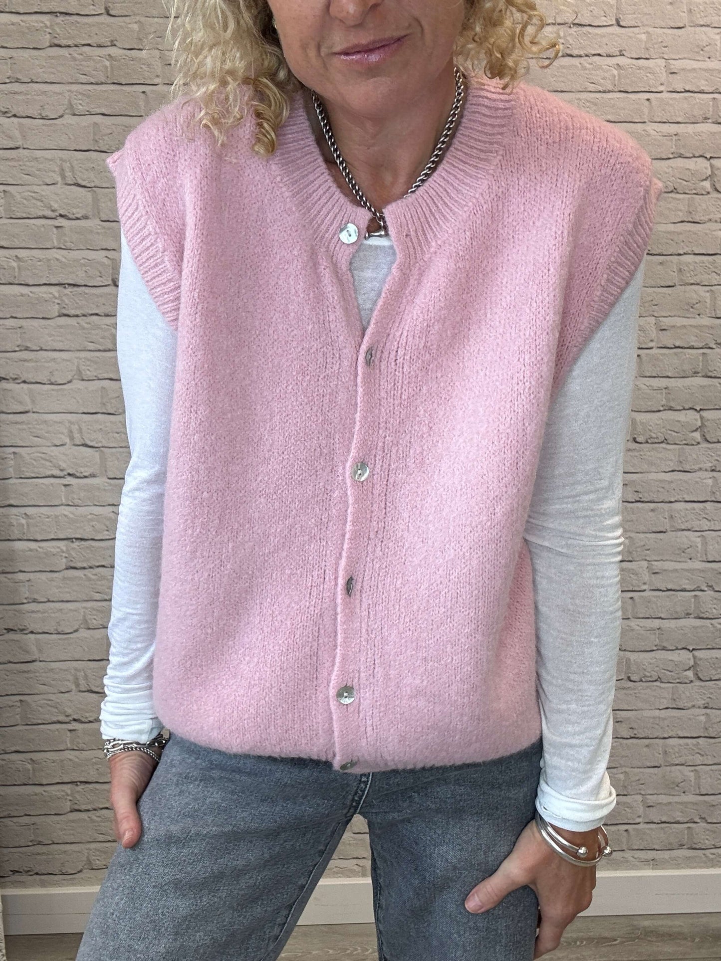 Uma Knitted Vest | Vintage Rose
