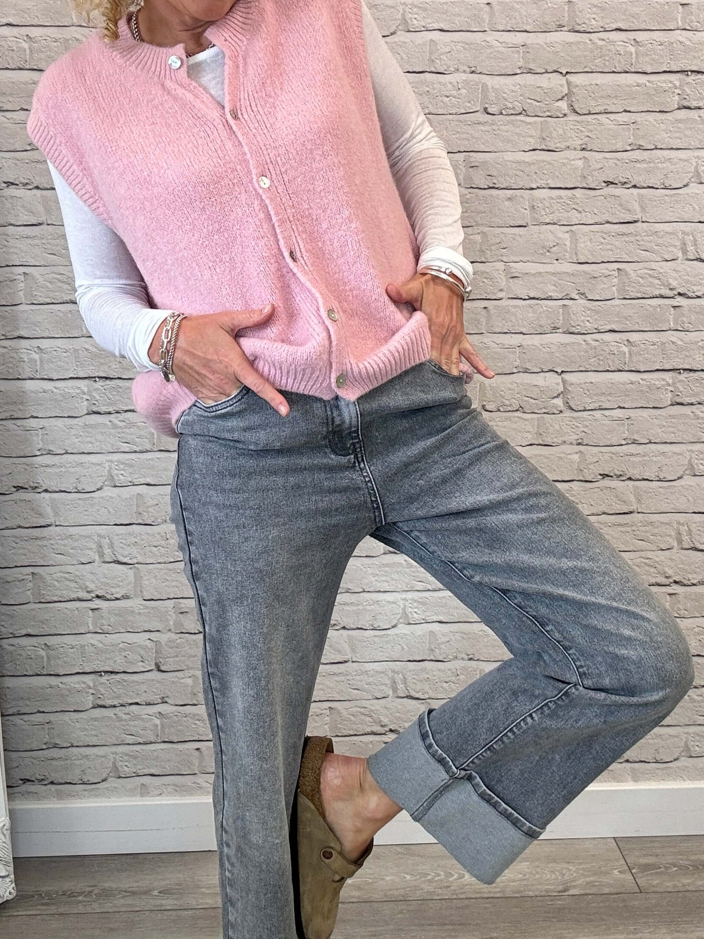 Uma Knitted Vest | Vintage Rose