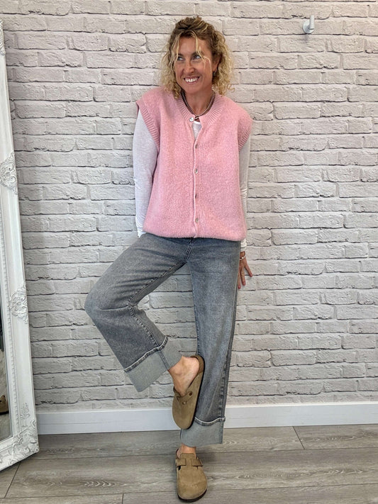 Uma Knitted Vest | Vintage Rose