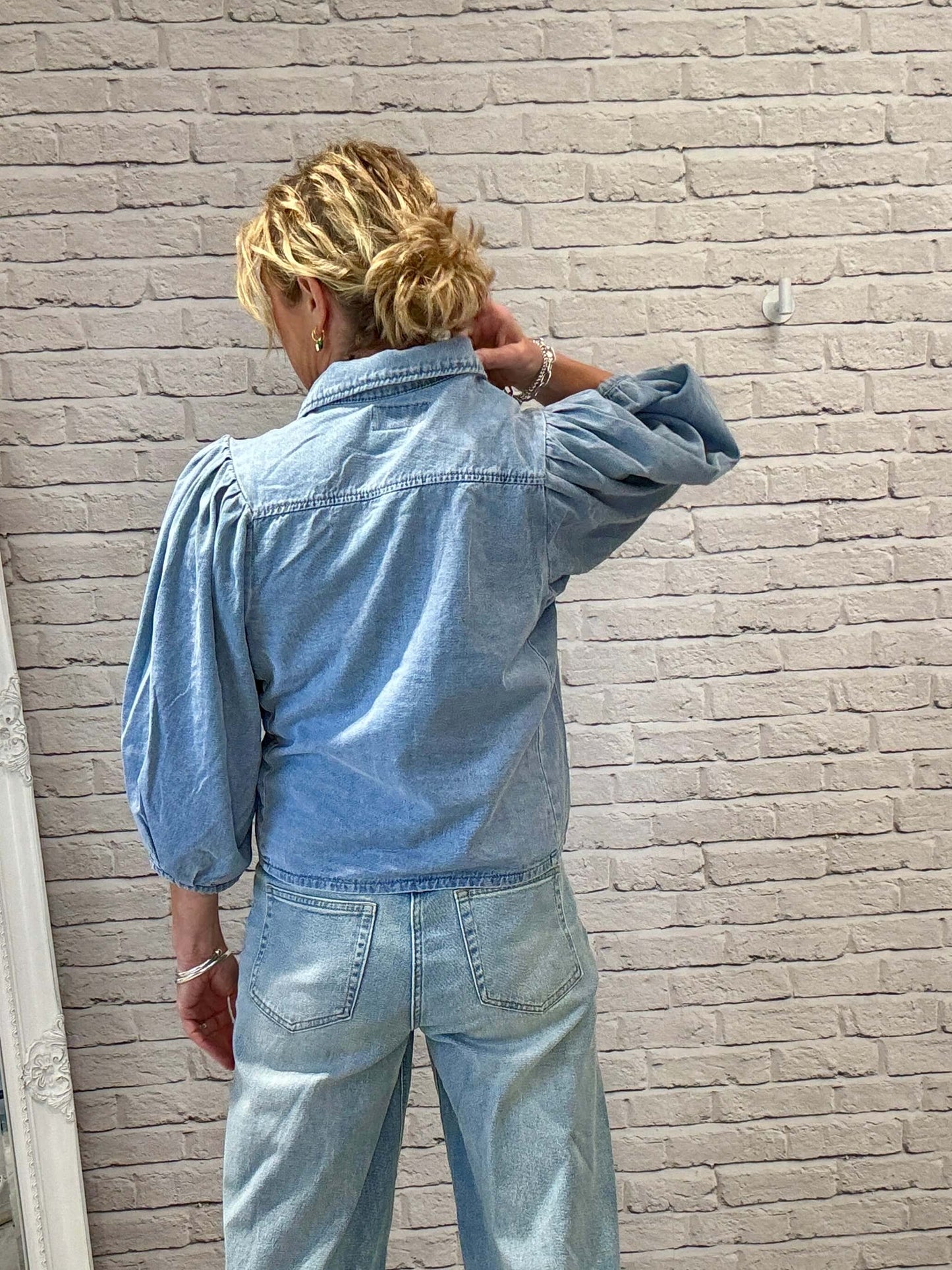 Puff Shoulder Denim Shacket