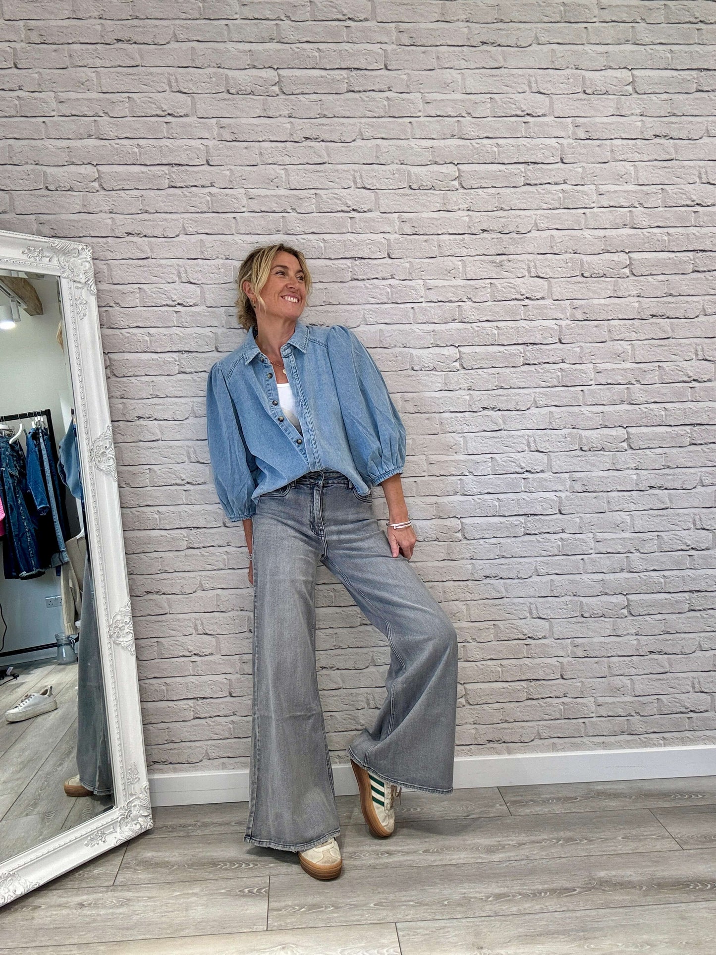 Shoreditch Palazzo Jeans | Faded Grey