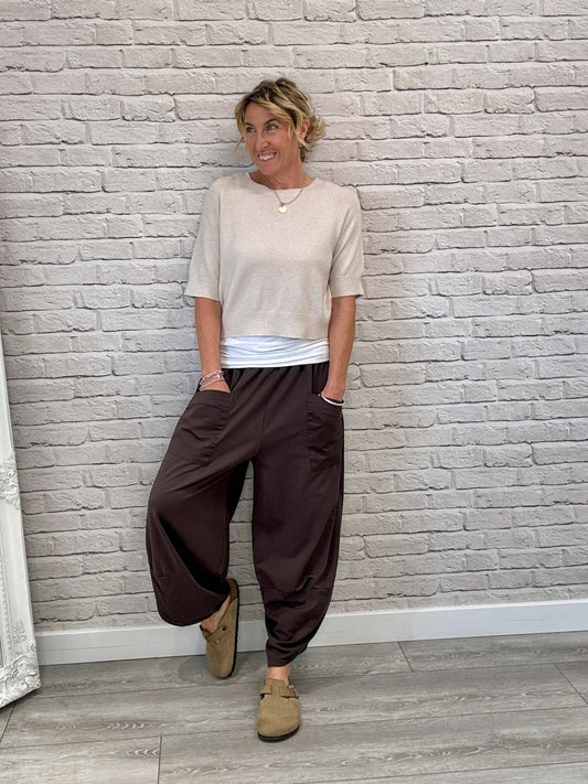 Etta Front Pocket Cocoon Pants | Chocolate
