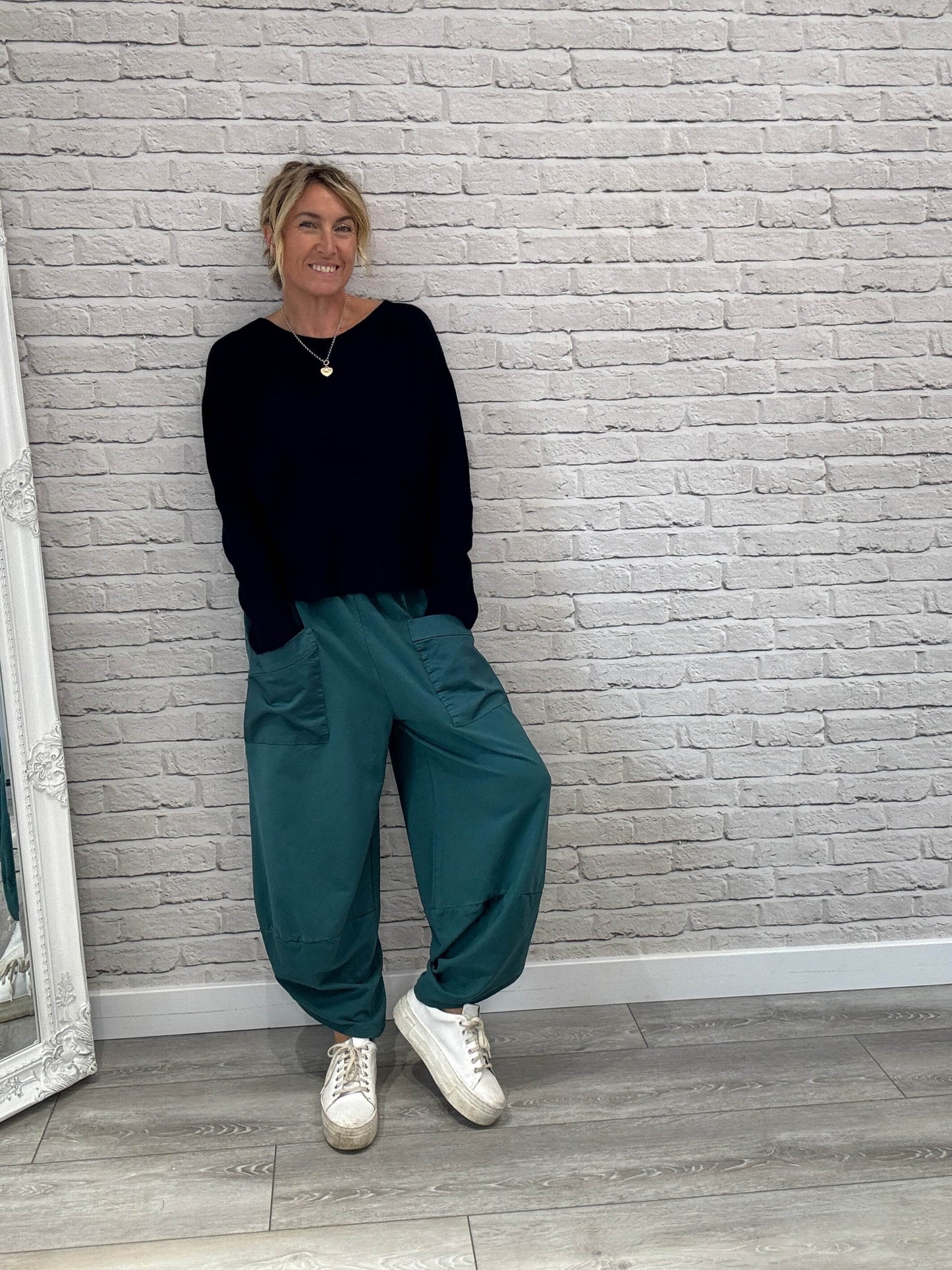 Etta Front Pocket Cocoon Pants | Teal