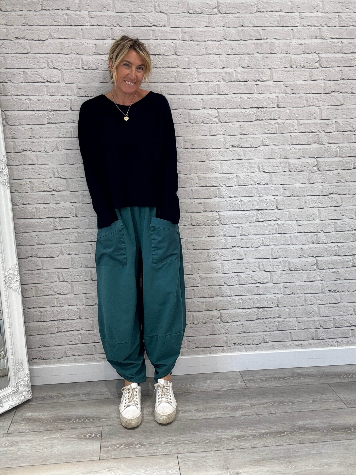 Etta Front Pocket Cocoon Pants | Teal
