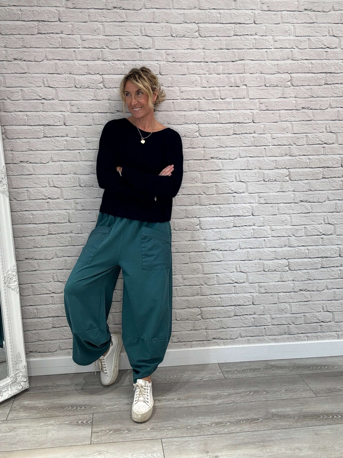 Etta Front Pocket Cocoon Pants | Teal