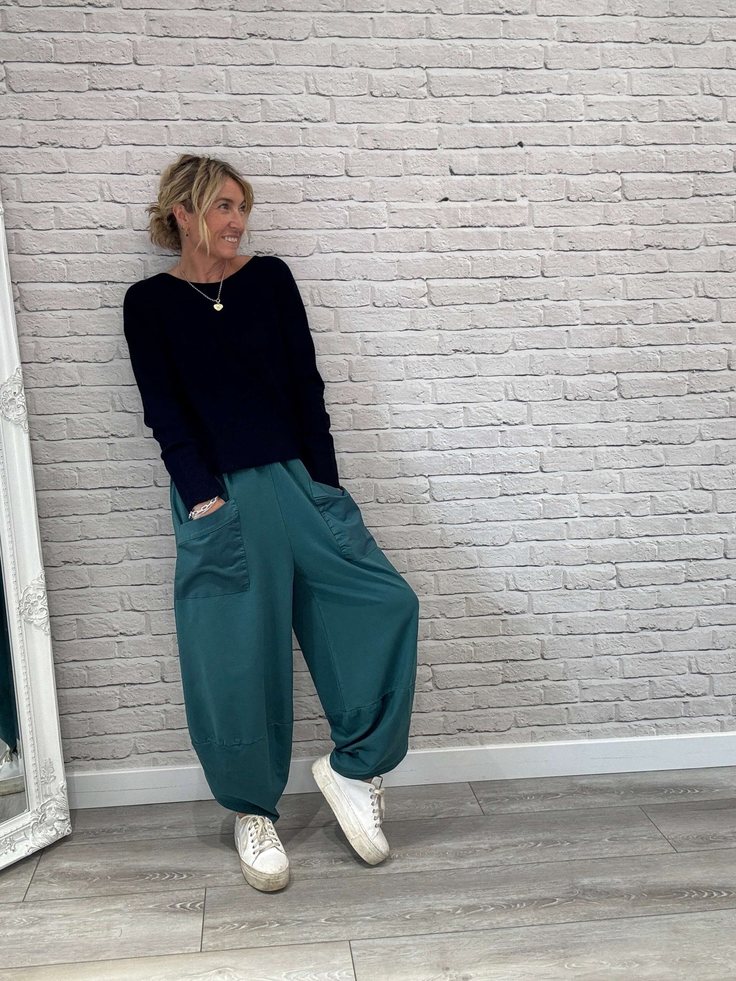 Etta Front Pocket Cocoon Pants | Teal