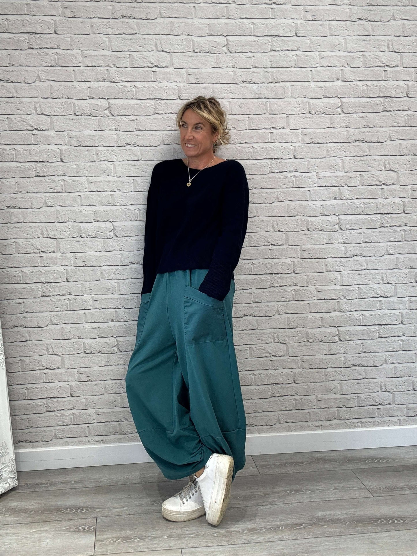 Etta Front Pocket Cocoon Pants | Teal