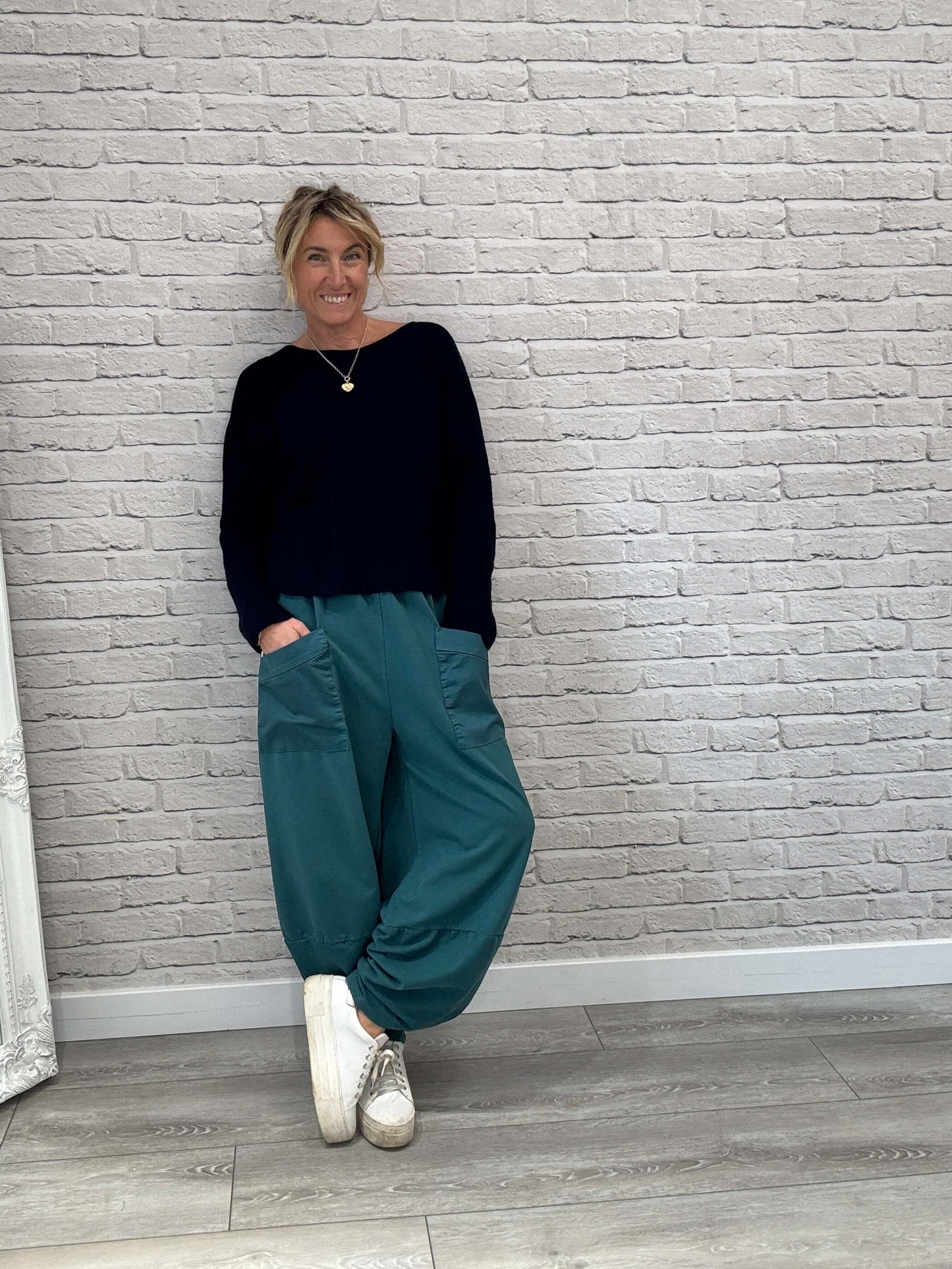 Etta Front Pocket Cocoon Pants | Teal