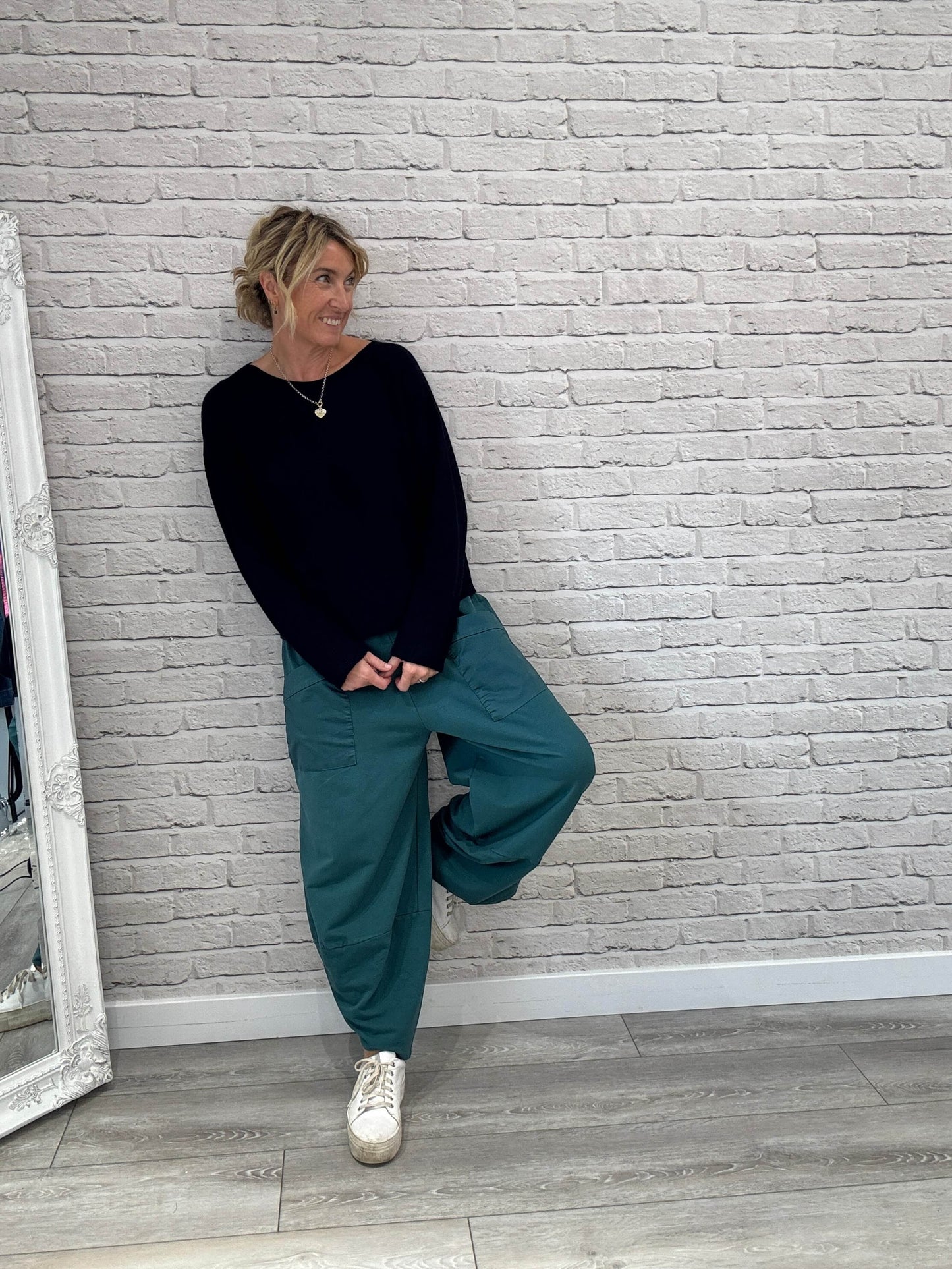 Etta Front Pocket Cocoon Pants | Teal