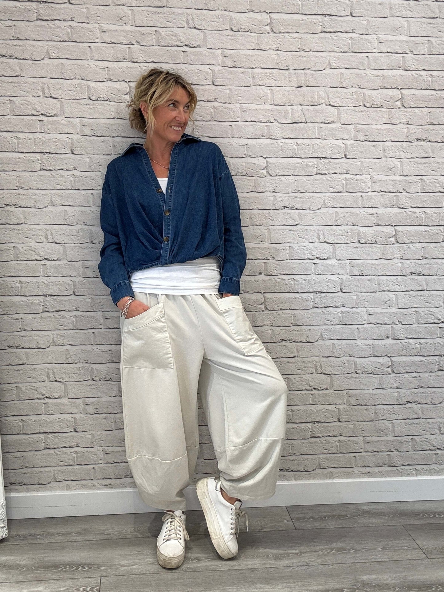 Etta Front Pocket Cocoon Pants | Stone