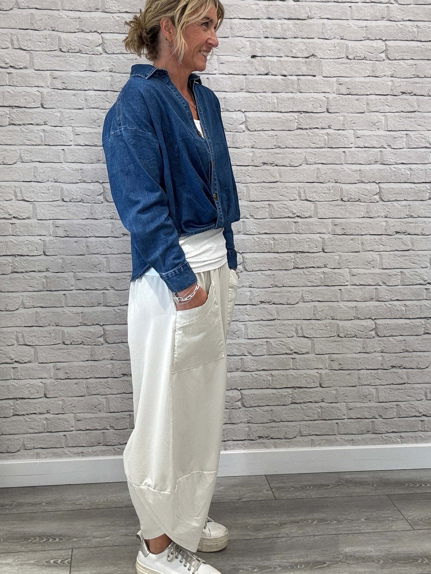 Etta Front Pocket Cocoon Pants | Stone