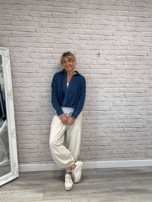 Etta Front Pocket Cocoon Pants | Stone