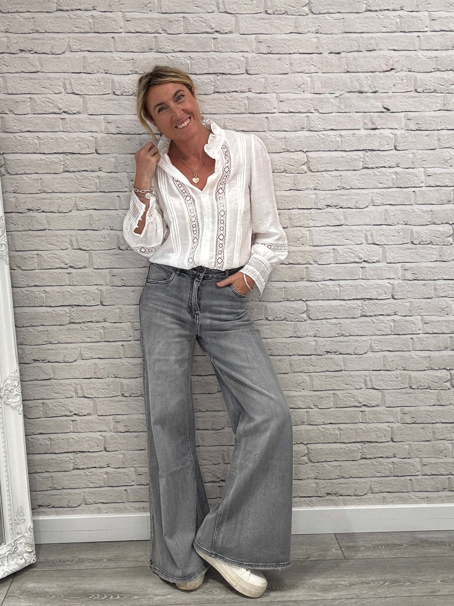 Shoreditch Palazzo Jeans | Faded Grey
