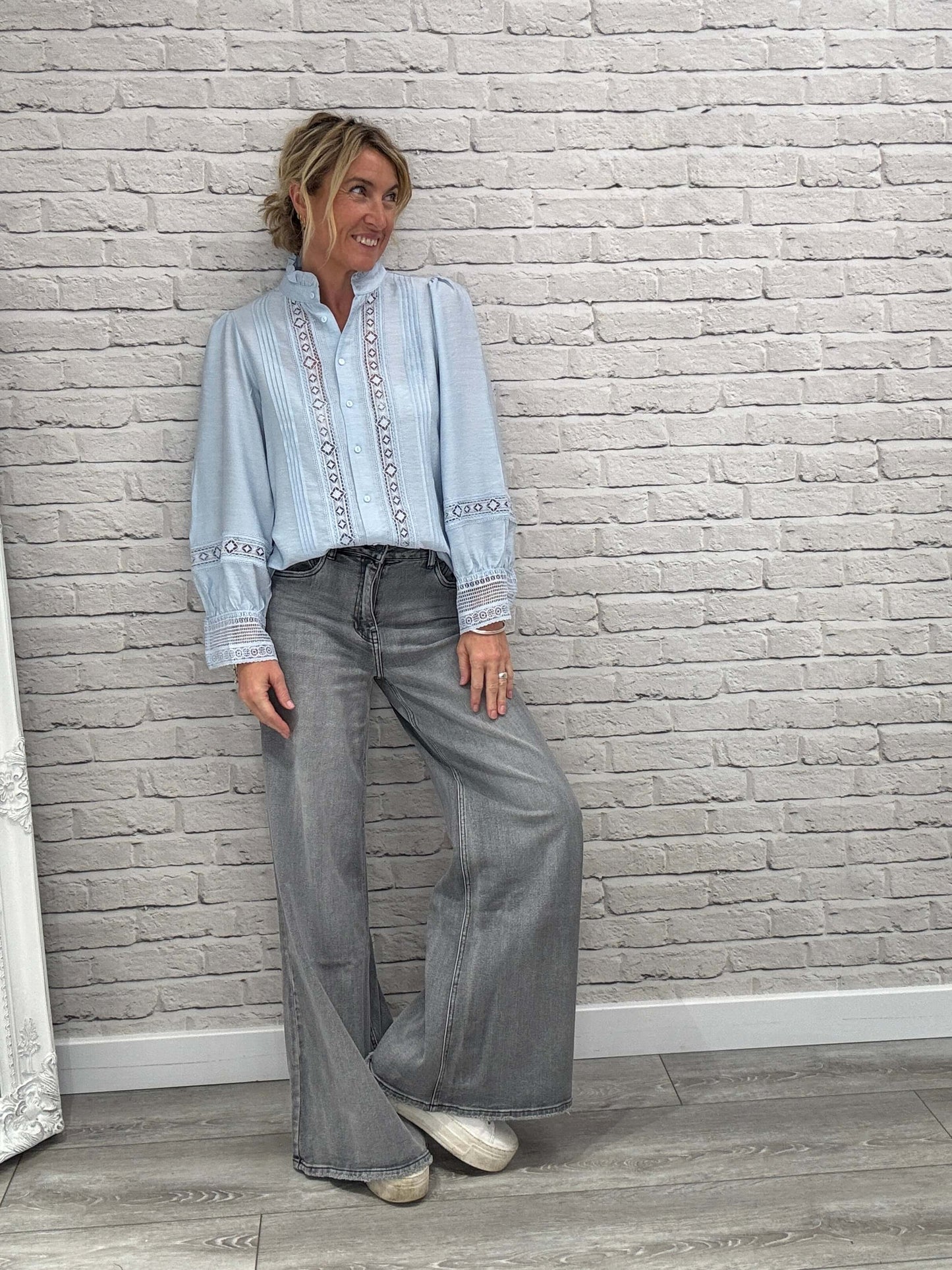 Shoreditch Palazzo Jeans | Faded Grey