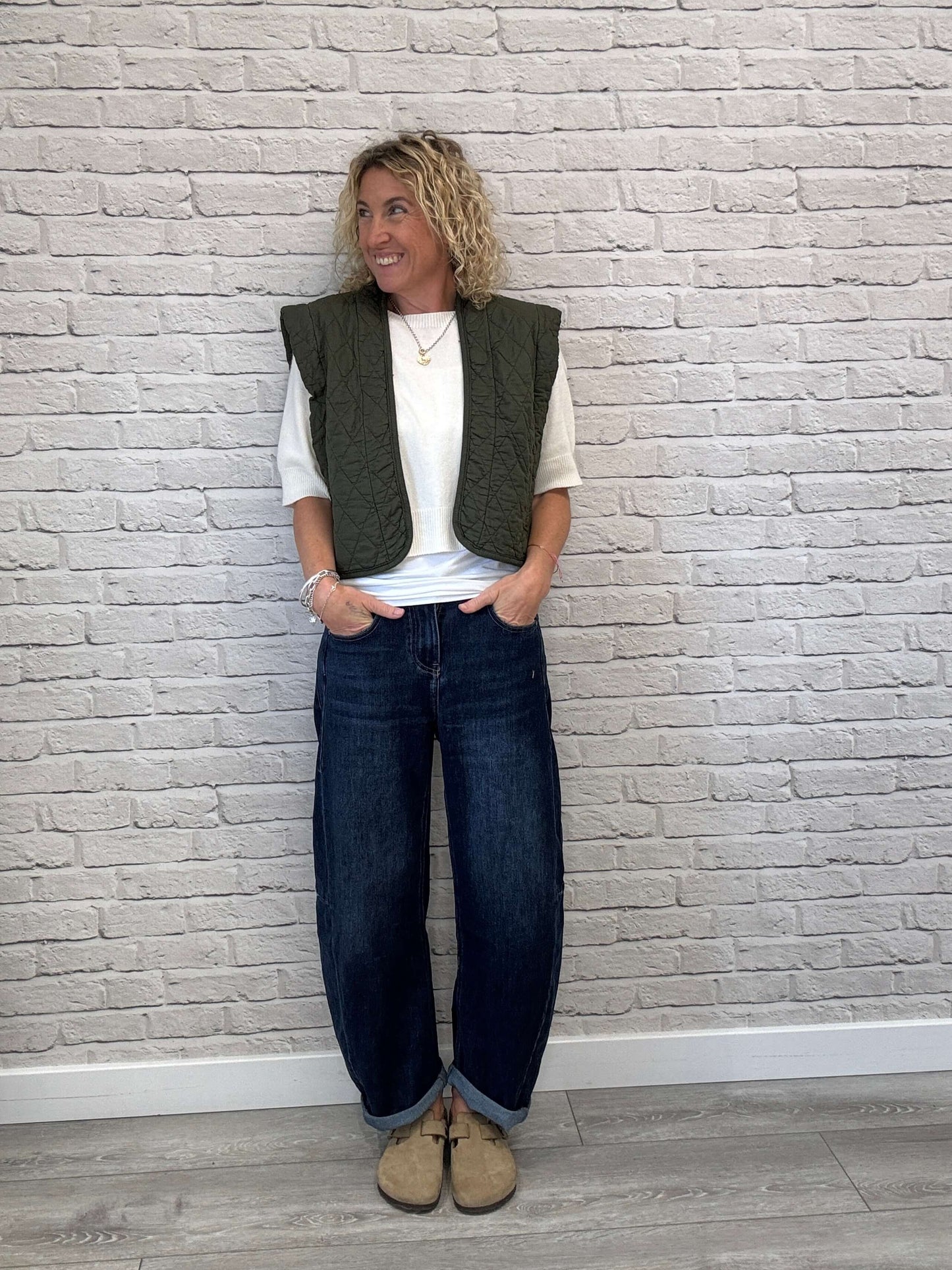 Caleb Short Quilted Waistcoat | Military