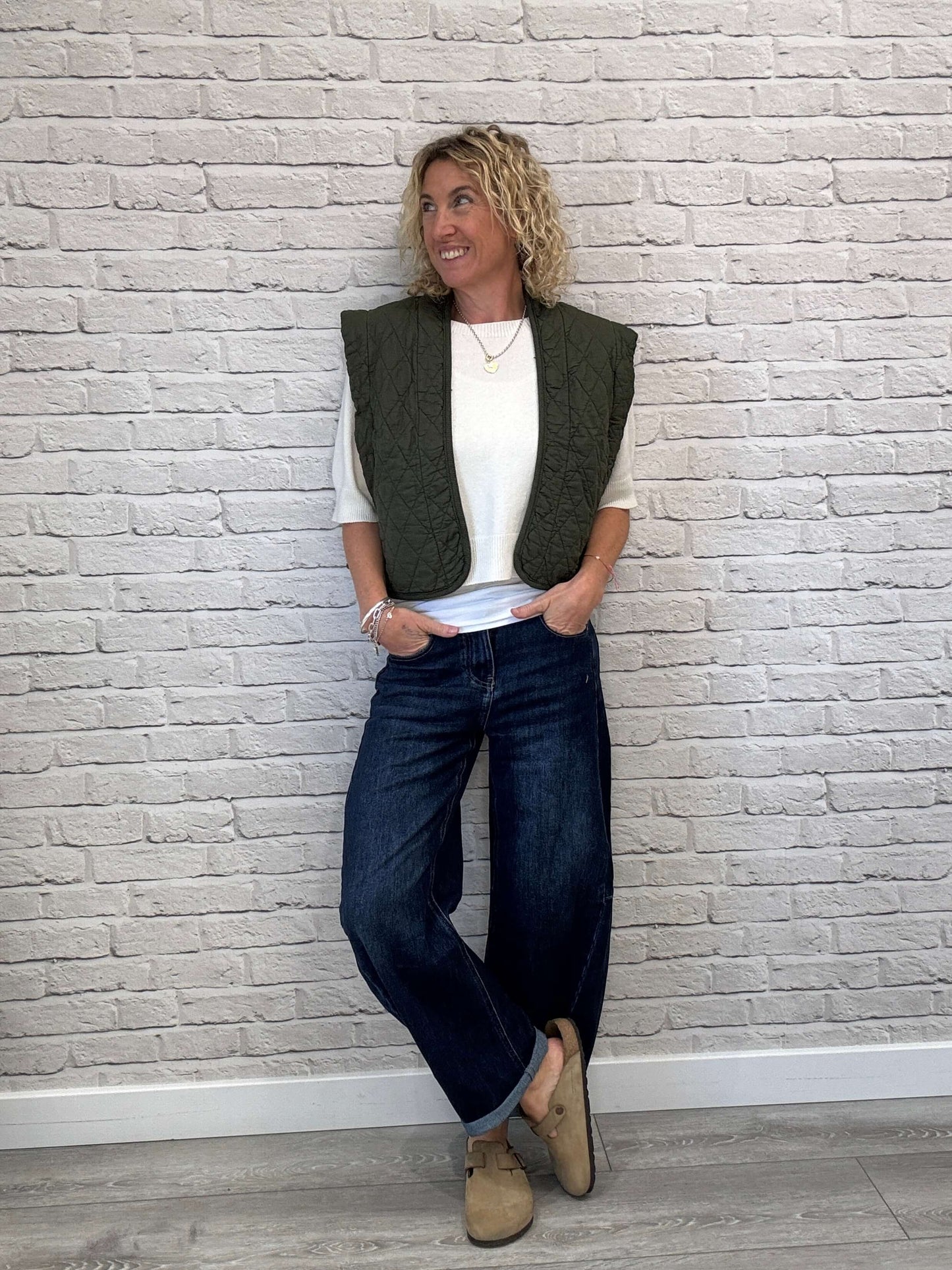 Caleb Short Quilted Waistcoat | Military