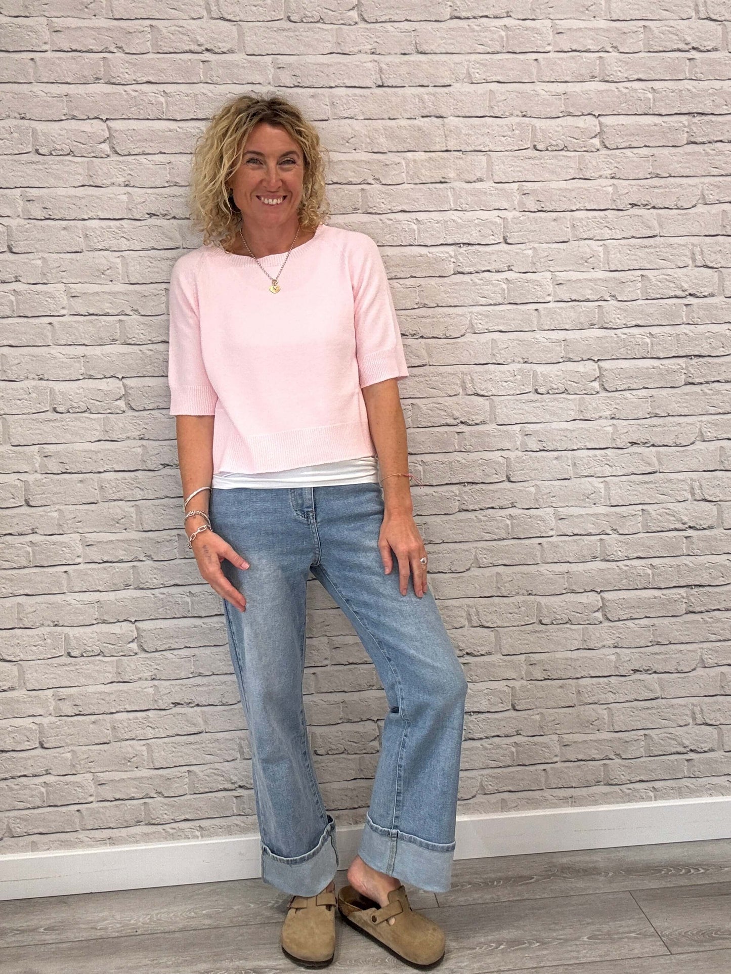 Rockafella High Waist Cuffed Jeans | Faded Denim