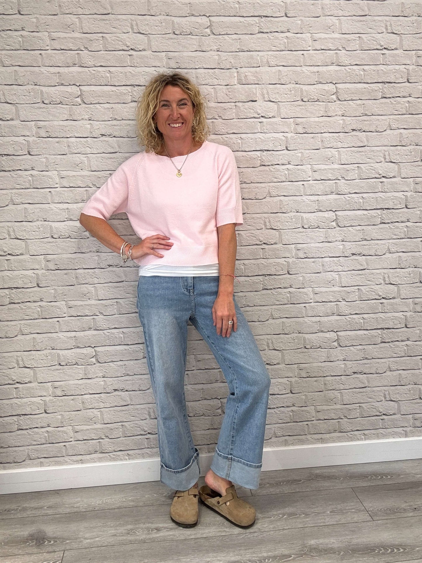 Rockafella High Waist Cuffed Jeans | Faded Denim