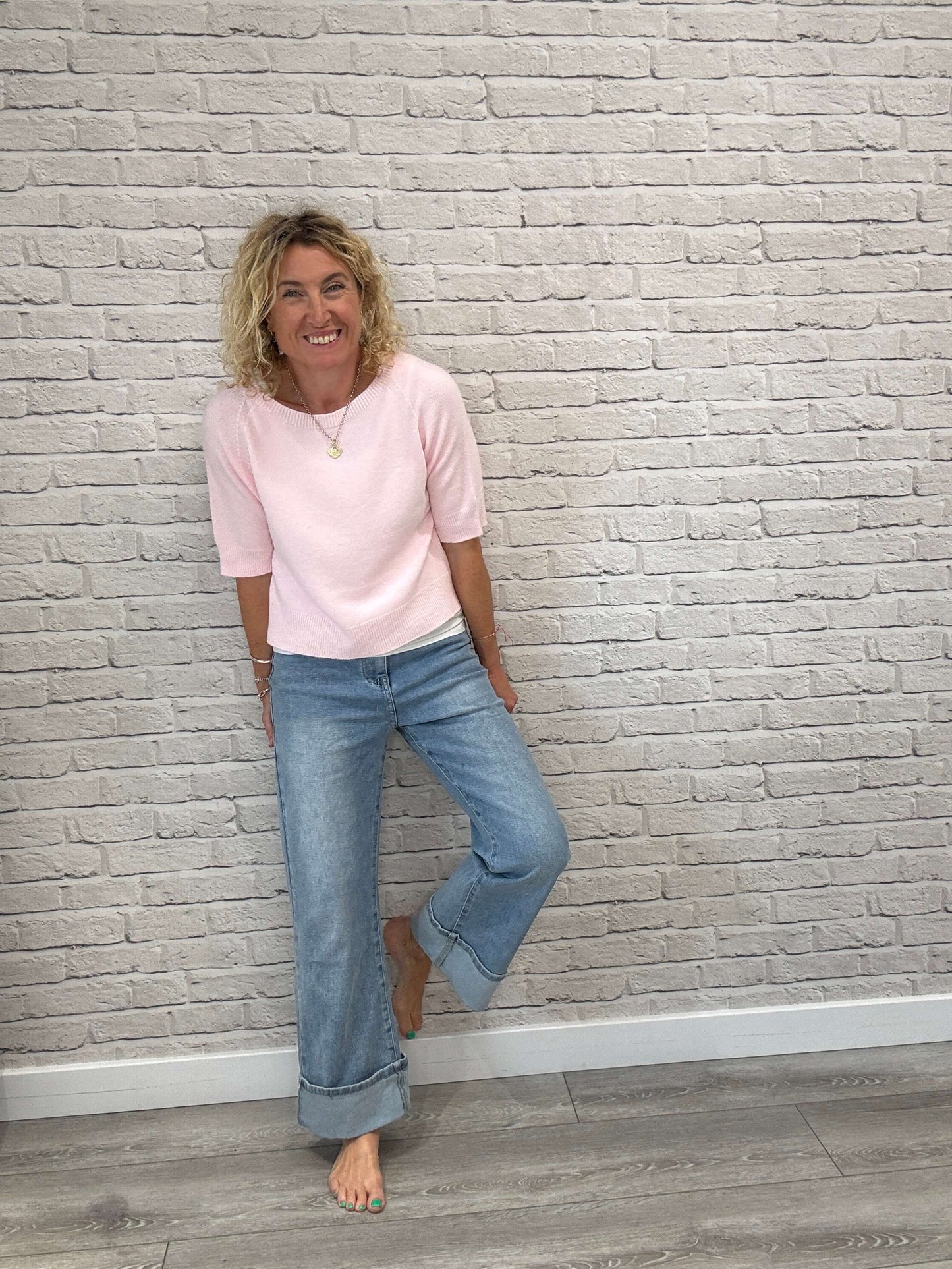 Rockafella High Waist Cuffed Jeans | Faded Denim