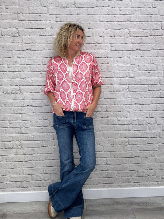 Enya Mix Silk Bomber | Pink & Gold