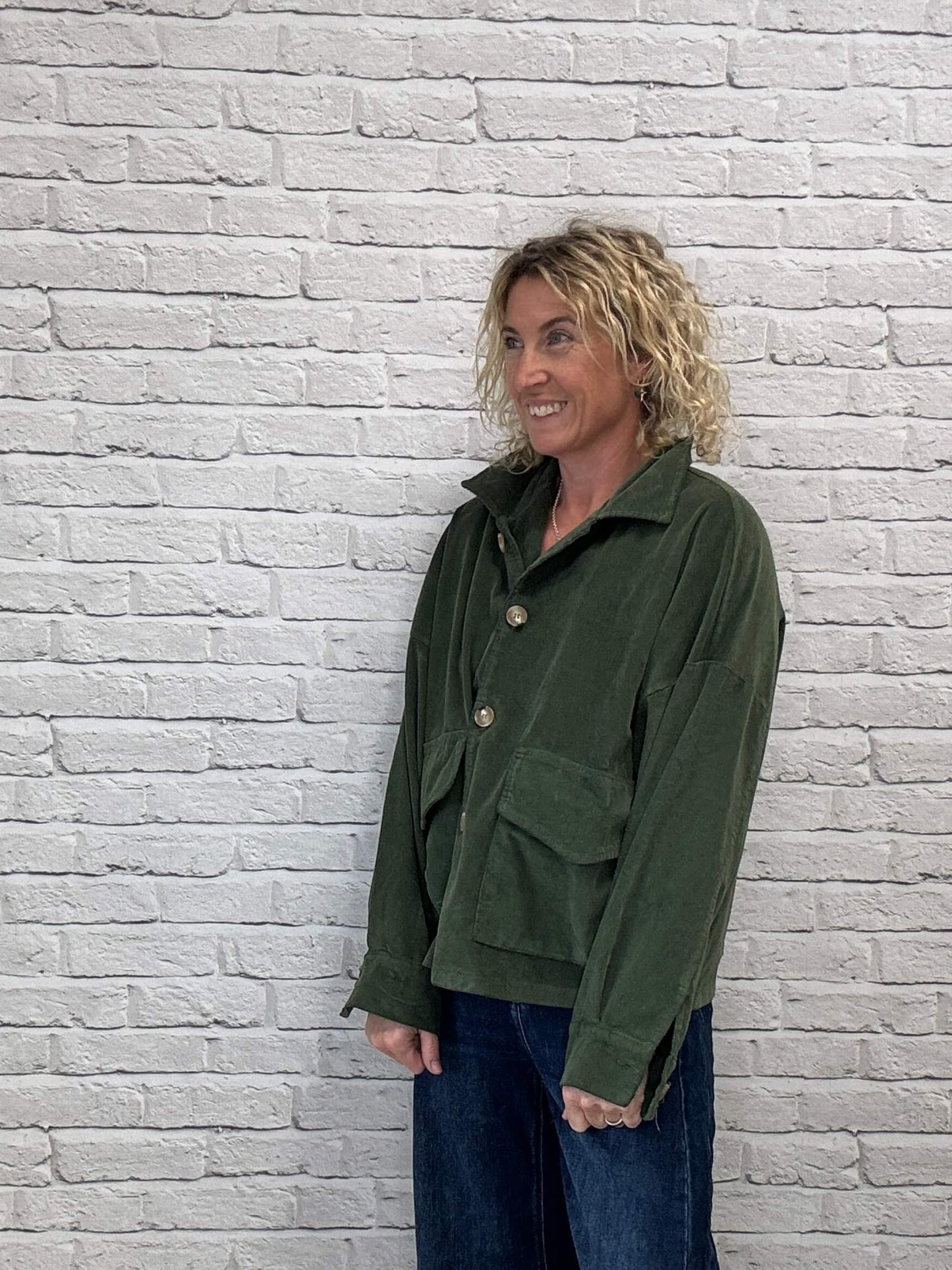 Bosco Oversized Cord Utility Jacket | Iguana Green