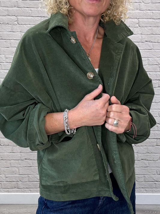Bosco Oversized Cord Utility Jacket | Iguana Green