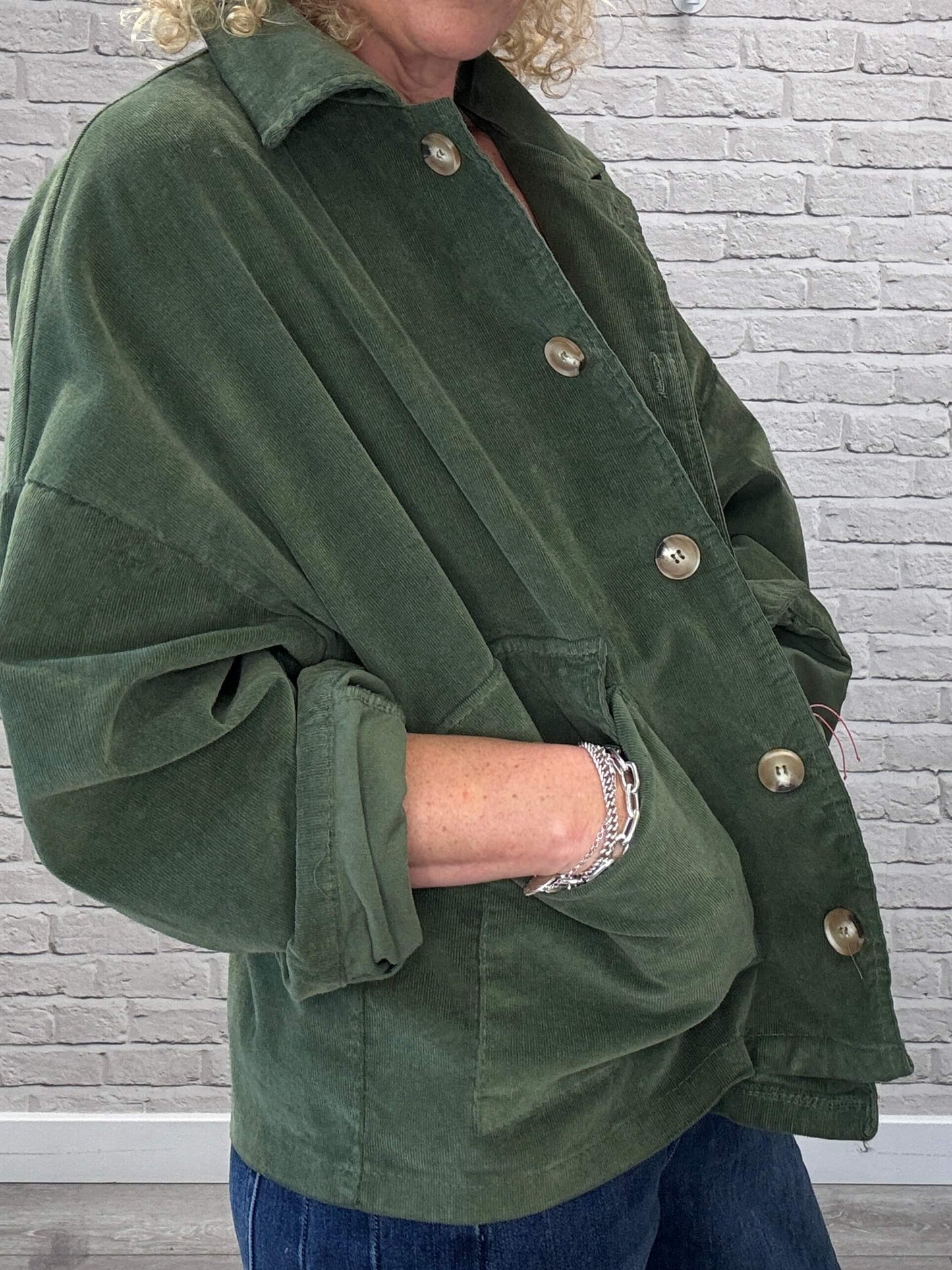 Bosco Oversized Cord Utility Jacket | Iguana Green