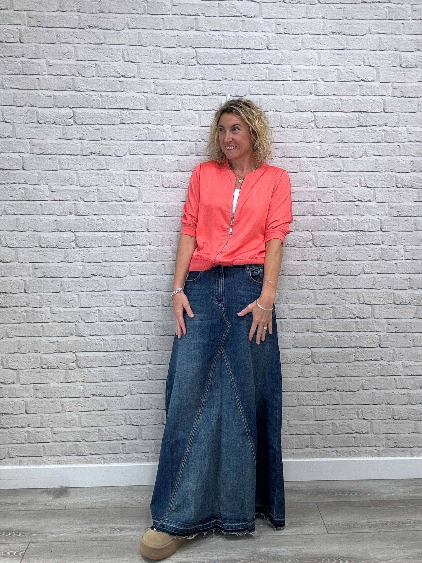 Rene Mix Silk Bomber | Coral