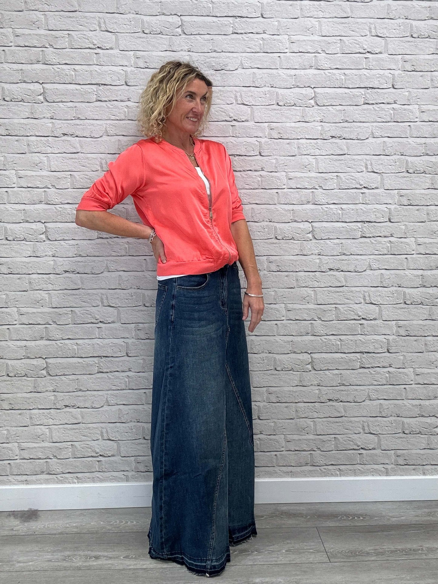 Rene Mix Silk Bomber | Coral