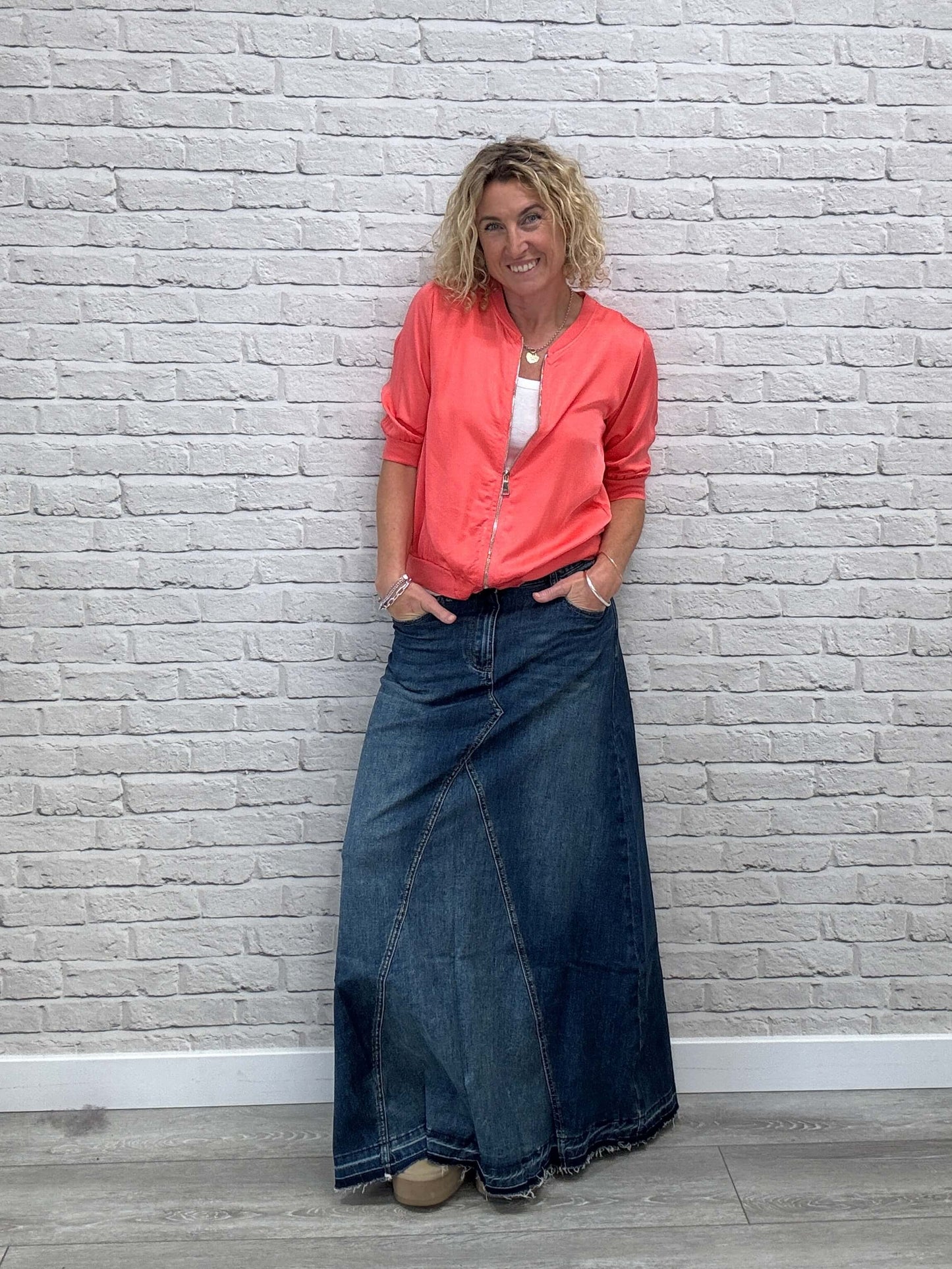 Rene Mix Silk Bomber | Coral