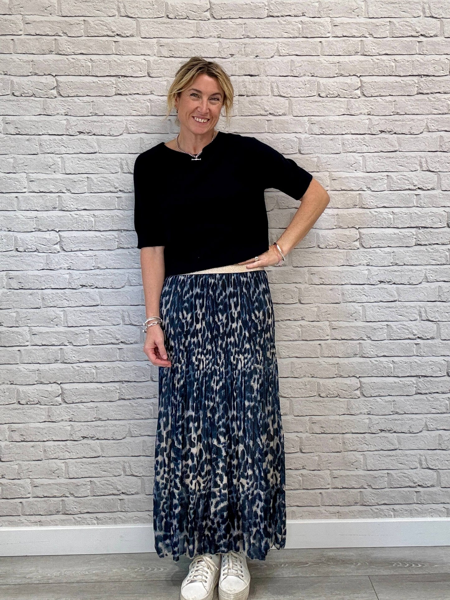 Cambridge Maxi Skirt | Navy Leopard
