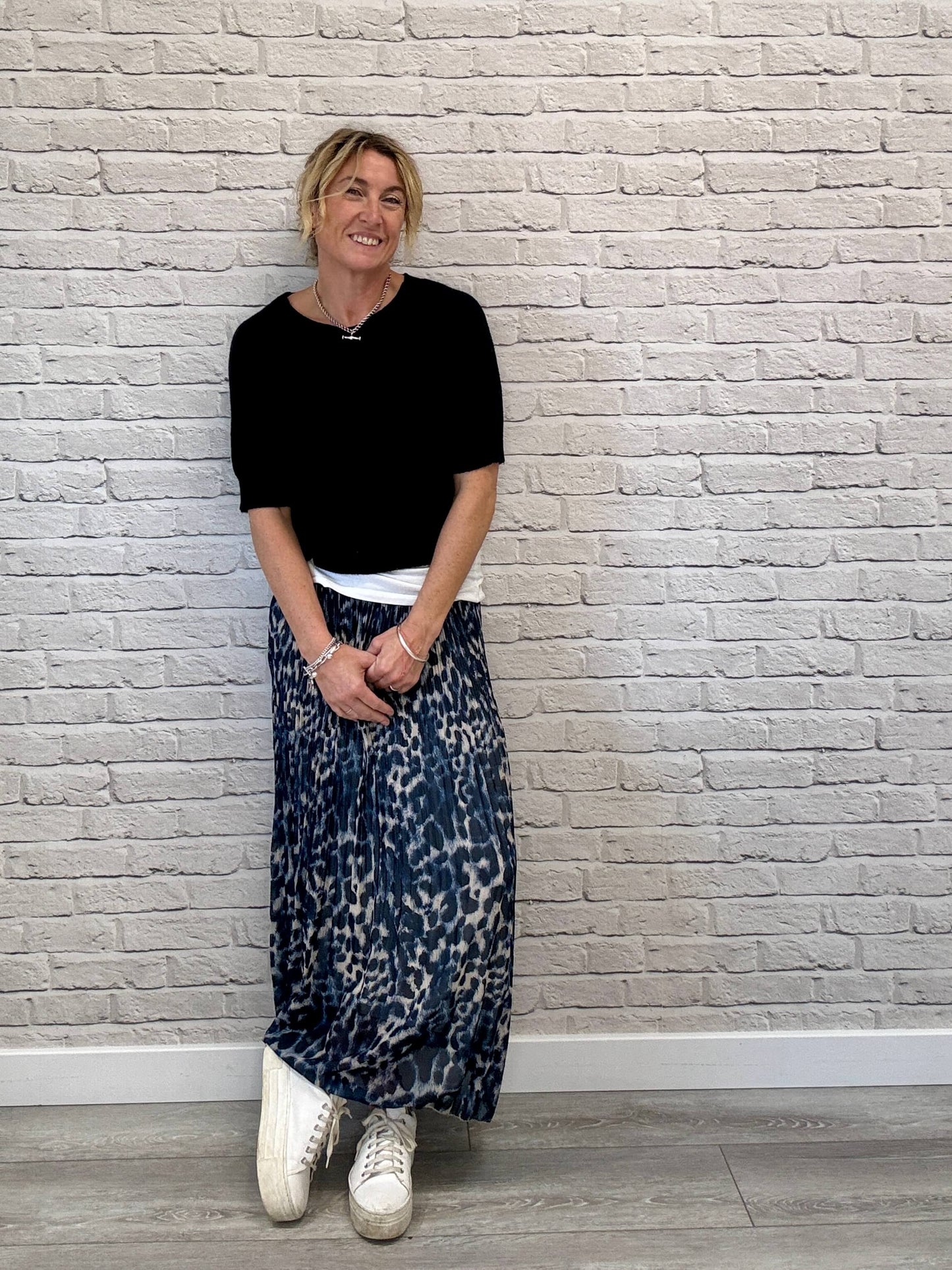 Cambridge Maxi Skirt | Navy Leopard