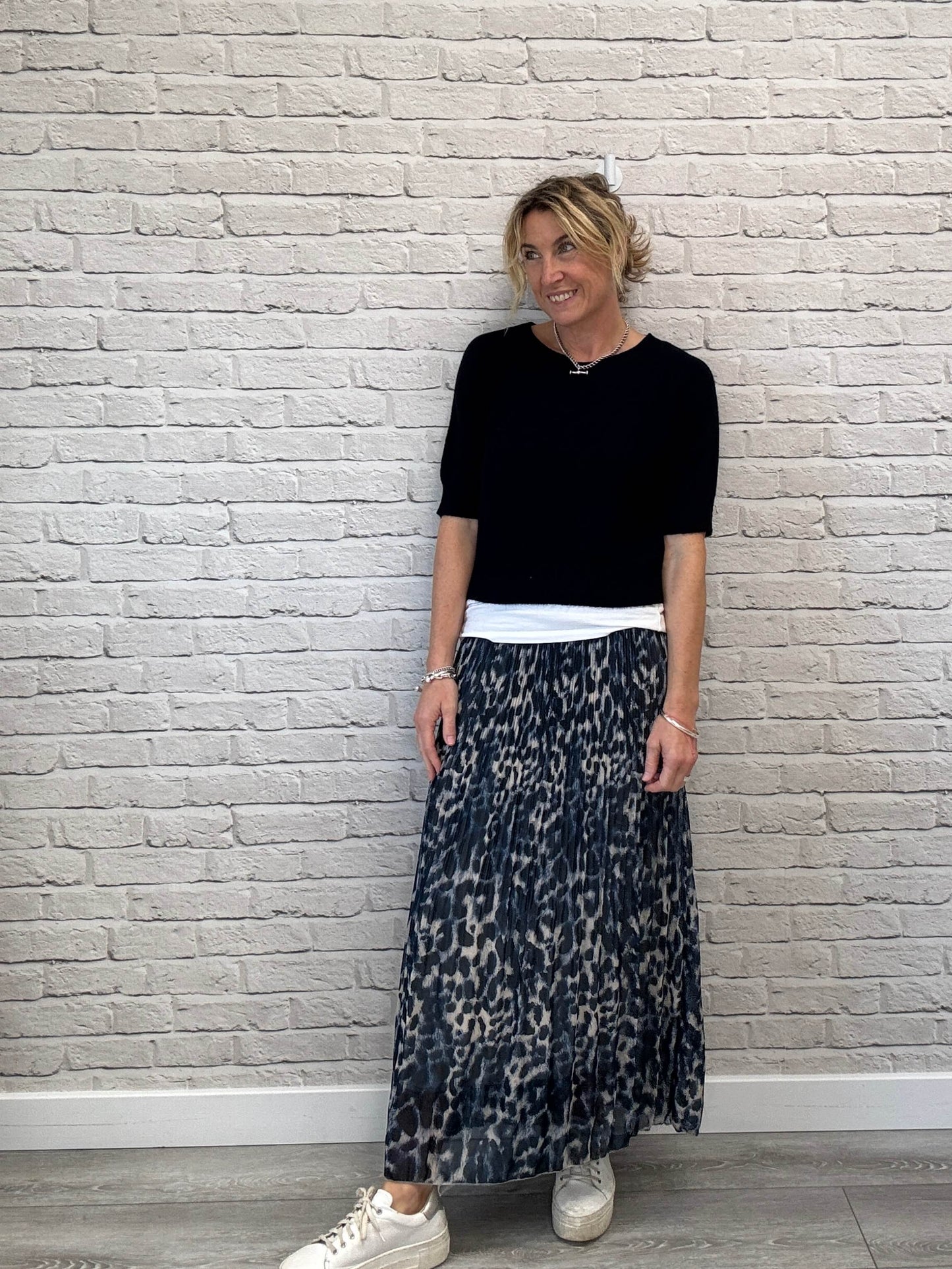 Cambridge Maxi Skirt | Navy Leopard