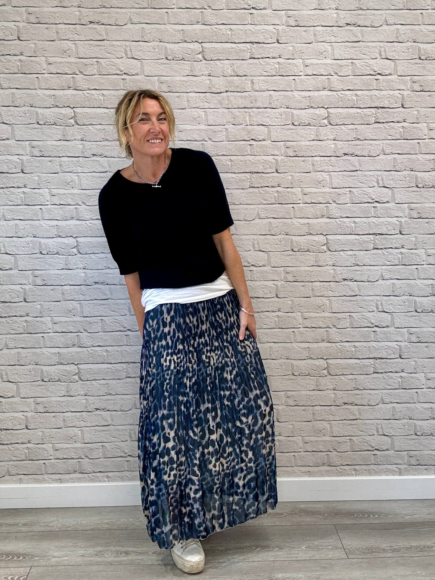 Cambridge Maxi Skirt | Navy Leopard