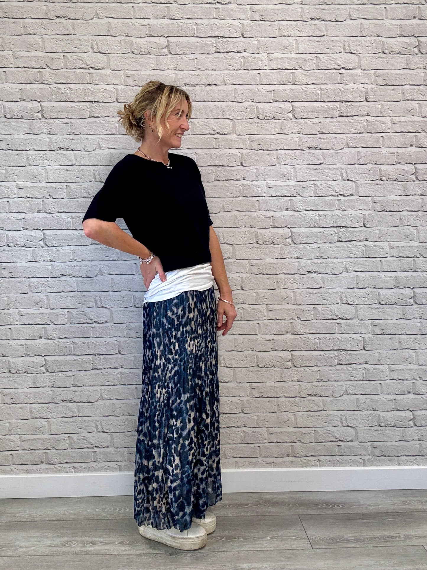 Cambridge Maxi Skirt | Navy Leopard