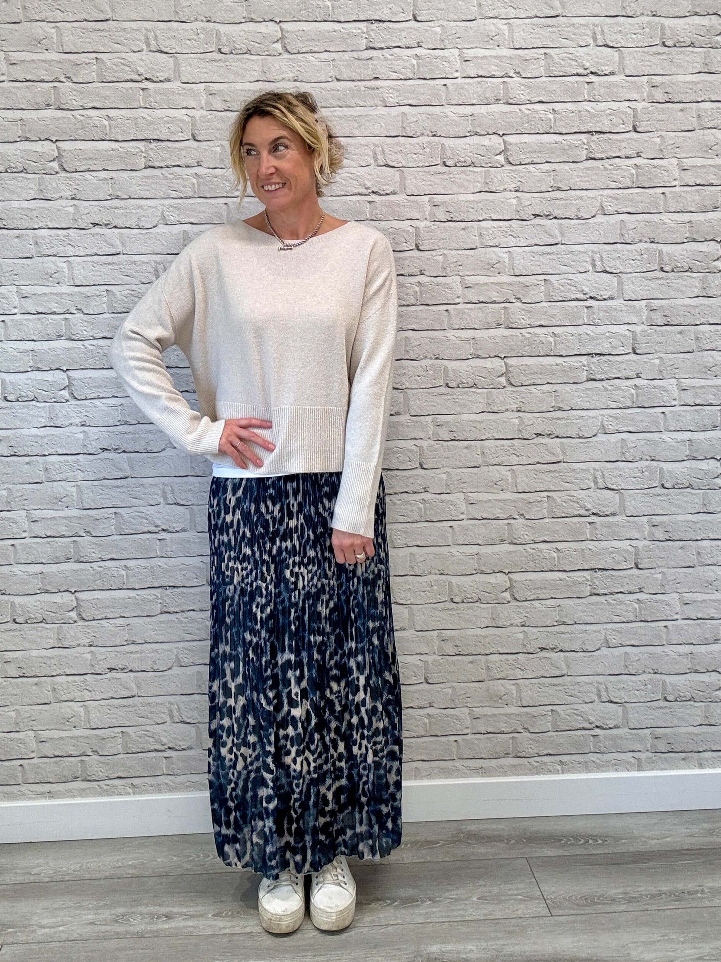 Cambridge Maxi Skirt | Navy Leopard