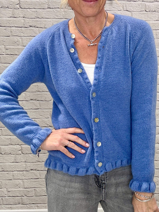 Alpaca Blend Ruffle Trim Jumper | Bluebell