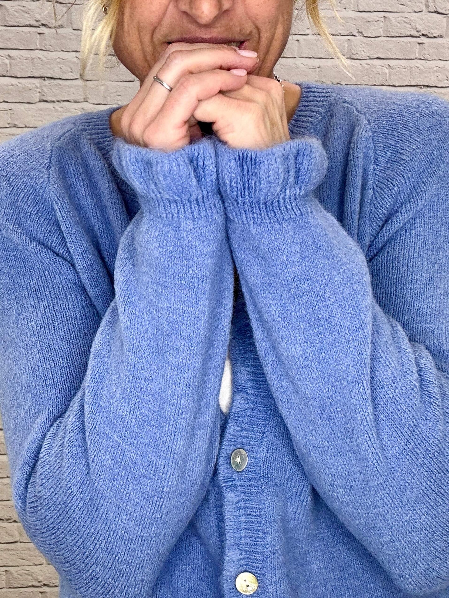 Alpaca Blend Ruffle Trim Jumper | Bluebell