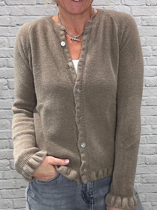 Alpaca Blend Ruffle Trim Jumper | Latte