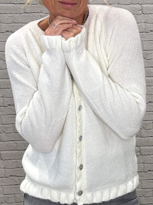 Alpaca Blend Ruffle Trim Jumper | Winter White