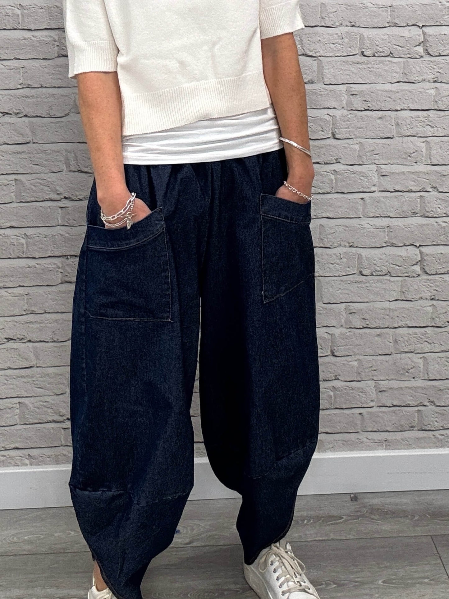 Denim Front Pocket Cocoon Pants