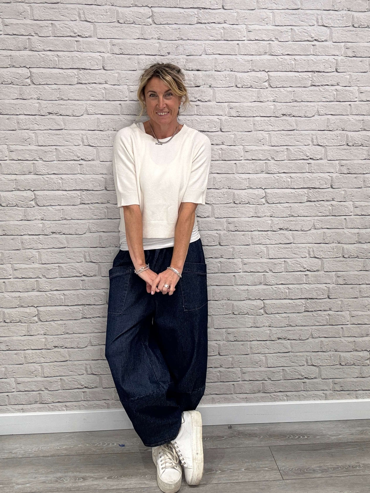 Denim Front Pocket Cocoon Pants