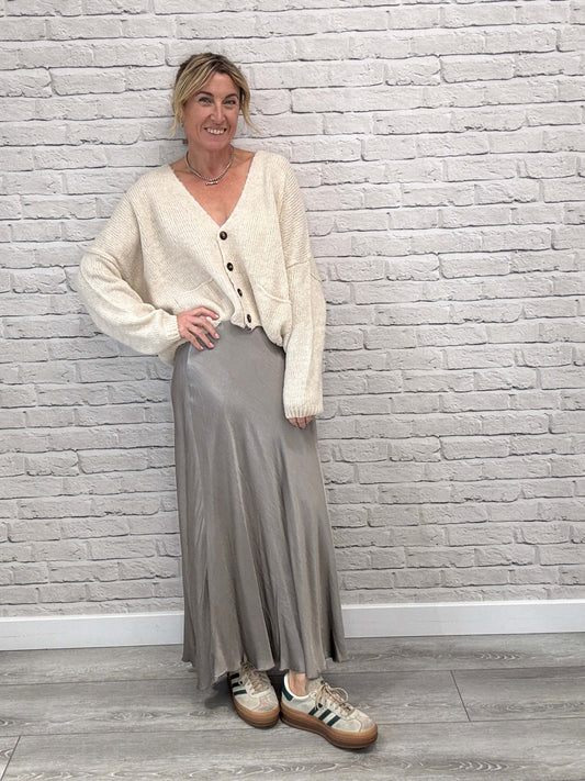 Orla Satin Slip Skirt | Mocha