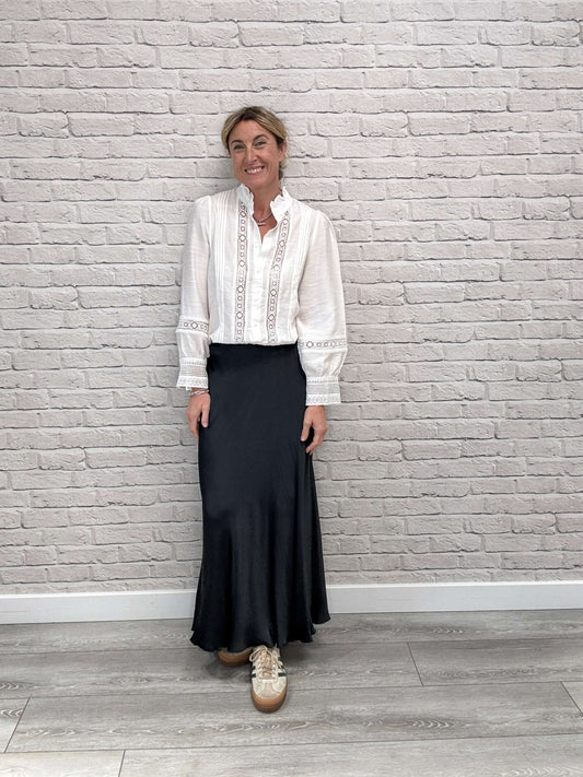 Orla Satin Slip Skirt | Charcoal