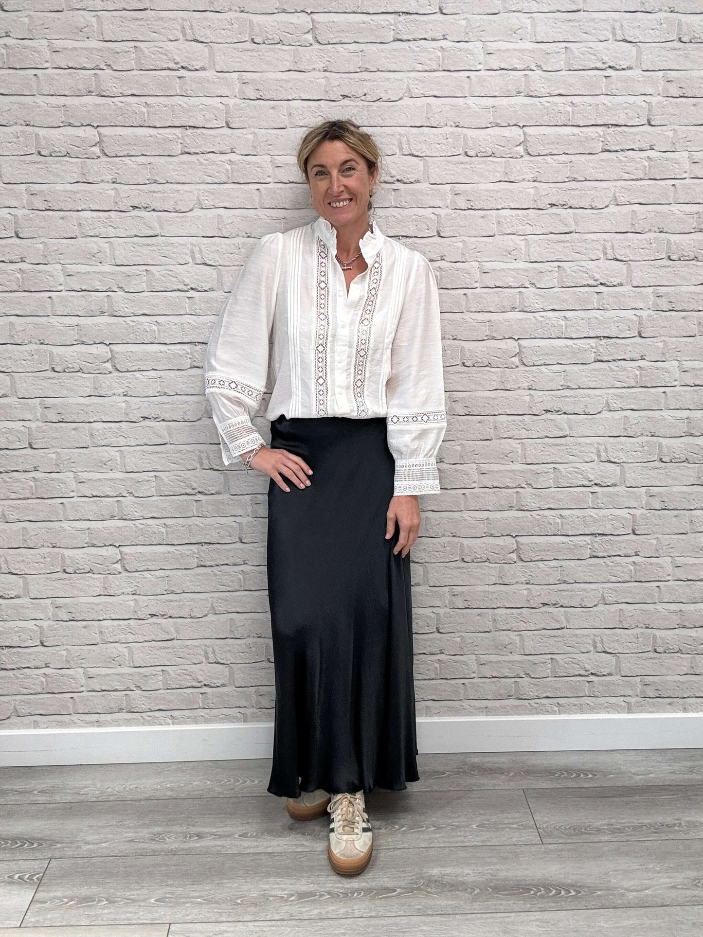 Orla Satin Slip Skirt | Charcoal